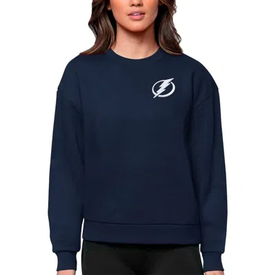Antigua Navy Tampa Bay Lightning Primary Logo Victory Crewneck Pullover Sweatshirt In Blue