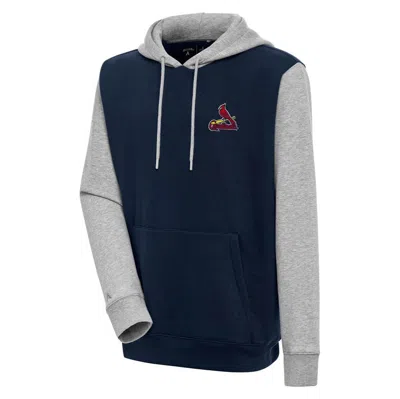 Antigua Navy/heather Gray St. Louis Cardinals Victory Pullover Hoodie In Blue