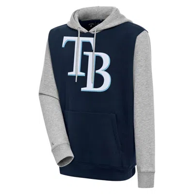 Antigua Navy/heather Gray Tampa Bay Rays Victory Pullover Hoodie In Blue