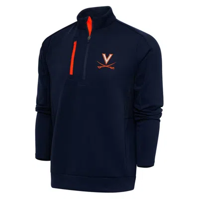 Antigua Navy/orange Virginia Cavaliers Generation Half-zip Pullover Jacket