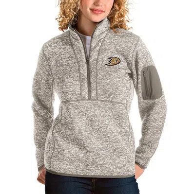 Antigua Oatmeal Anaheim Ducks Fortune Half-zip Sweatshirt