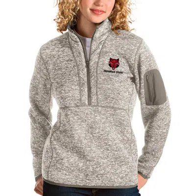 Antigua Oatmeal Arkansas State Red Wolves Fortune Half-zip Pullover Sweater