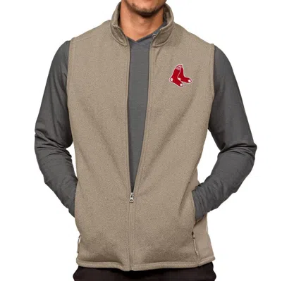 Antigua Oatmeal Boston Red Sox Course Full-zip Vest In Gray