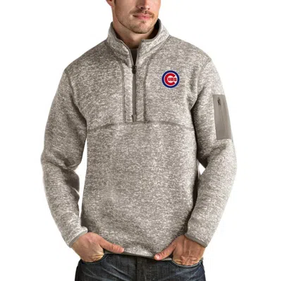 Antigua Oatmeal Chicago Cubs Fortune Quarter-zip Pullover Jacket