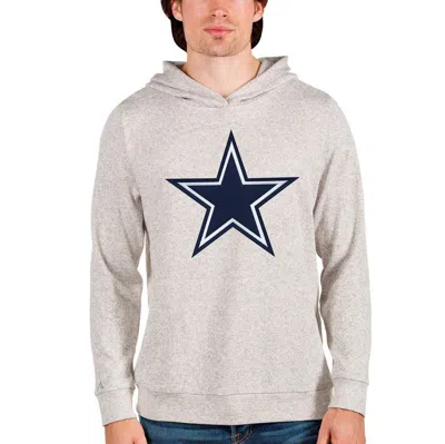 Antigua Oatmeal Dallas Cowboys Absolute Logo Pullover Hoodie