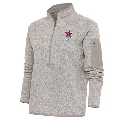 Antigua Oatmeal Detroit Stars Fortune Half-zip Pullover Jacket In Gray
