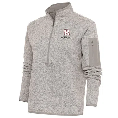 Antigua Oatmeal Kyle Busch Fortune Half-zip Pullover Sweater