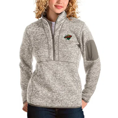 Antigua Oatmeal Minnesota Wild Fortune Half-zip Sweatshirt