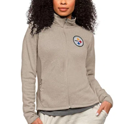 Antigua Oatmeal Pittsburgh Steelers Course Full-zip Jacket