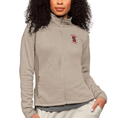 Antigua Oatmeal Stanford Cardinal Course Full-zip Jacket In Brown