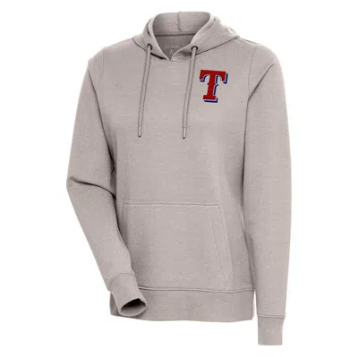 Antigua Oatmeal Texas Rangers Action Pullover Hoodie In Neutral