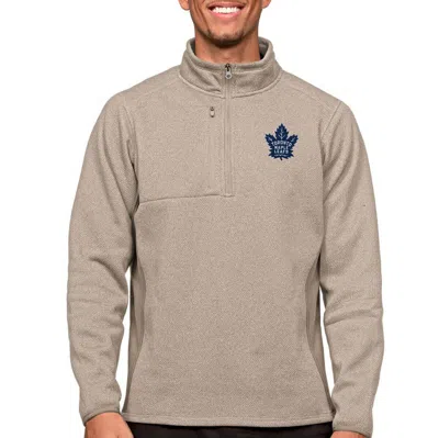 Antigua Oatmeal Toronto Maple Leafs Course Quarter-zip Pullover Top