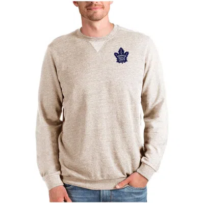 Antigua Oatmeal Toronto Maple Leafs Reward Crewneck Pullover Sweatshirt In Neutral