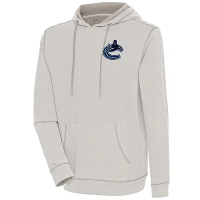Antigua Oatmeal Vancouver Canucks Axe Bunker Tri-blend Pullover Hoodie