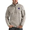 Antigua Oatmeal Washington Huskies Fortune Half-zip Pullover Jacket In Oatmeal
