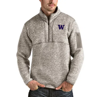 Antigua Oatmeal Washington Huskies Fortune Half-zip Pullover Jacket