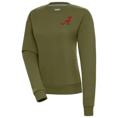 Antigua Olive Alabama Crimson Tide Victory Pullover Sweatshirt In Green