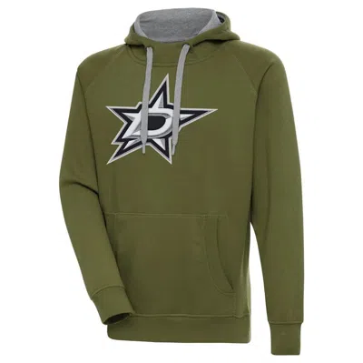 Antigua Olive Dallas Stars Victory Pullover Hoodie In Green