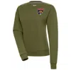 Antigua Olive Florida Panthers Victory Pullover Sweatshirt In Olive
