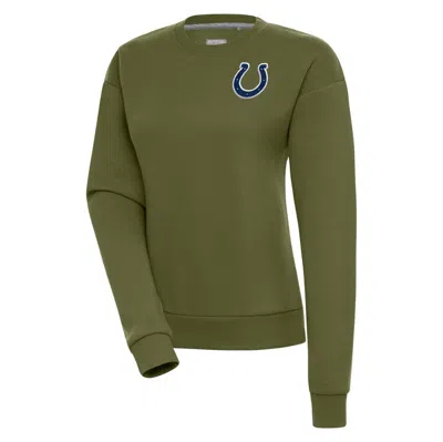 Antigua Olive Indianapolis Colts Victory Pullover Sweatshirt In Green