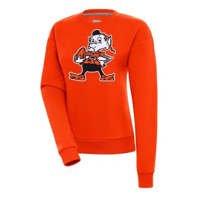 Antigua Orange Cleveland Browns Throwback Logo Victory Pullover Sweatshirt