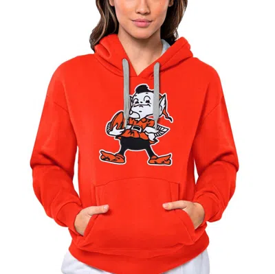 Antigua Orange Cleveland Browns Victory Logo Pullover Hoodie