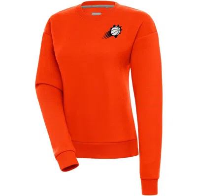 Antigua Orange Phoenix Suns Brushed Metallic Victory Pullover Sweatshirt In Multi