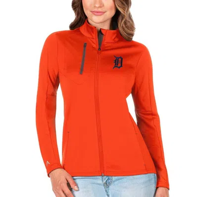 Antigua Orange/charcoal Detroit Tigers Generation Full-zip Jacket In Red