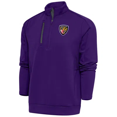 Antigua Purple Baltimore Ravens Team Logo Throwback Generation Quarter-zip Pullover Top