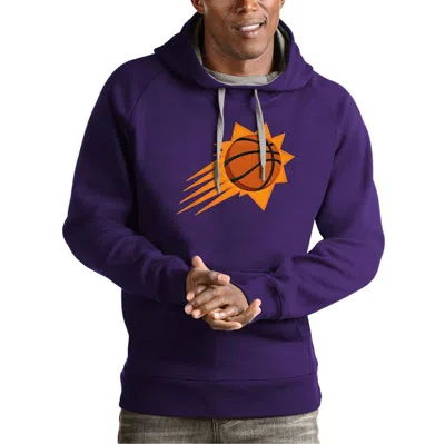 Antigua Purple Phoenix Suns Team Logo Victory Pullover Hoodie