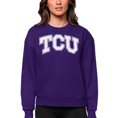 Antigua Purple Tcu Horned Frogs Victory Crewneck Pullover Sweatshirt