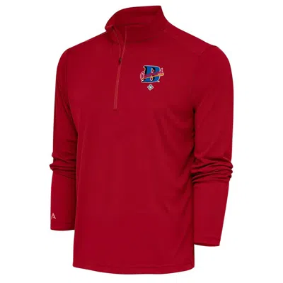 Antigua Red Cleveland Buckeyes Tribute Quarter-zip Pullover Top