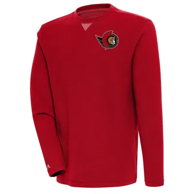 Antigua Red Ottawa Senators Flier Bunker Tri-blend Pullover Sweatshirt