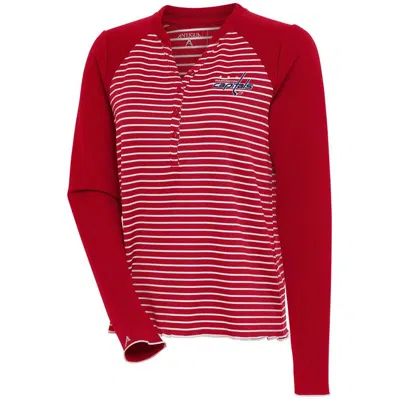 Antigua Red Washington Capitals Maverick Henley Long Sleeve T-shirt