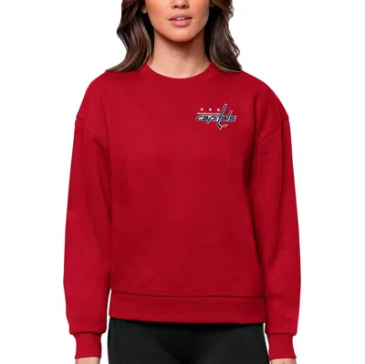 Antigua Red Washington Capitals Primary Logo Victory Crewneck Pullover Sweatshirt