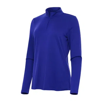 Antigua Reprocess Womens Golf Mock Neck Long Sleeve Active Quarter-zip Pullover In Blue