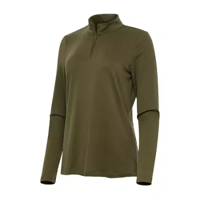 Antigua Reprocess Womens Golf Mock Neck Long Sleeve Active Quarter-zip Pullover In Green