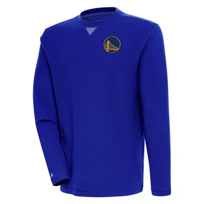 Antigua Royal Golden State Warriors Flier Bunker Pullover Sweatshirt In Blue