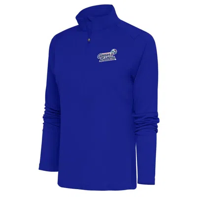 Antigua Royal Kannapolis Cannon Ballers Tribute Half-zip Pullover Top In Blue