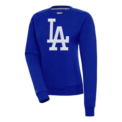 Antigua Royal Los Angeles Dodgers Victory Chenille Pullover Sweatshirt In Blue