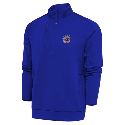 Antigua Royal New York Rangers Special Edition 2.0 Generation Quarter-zip Pullover Top In Blue