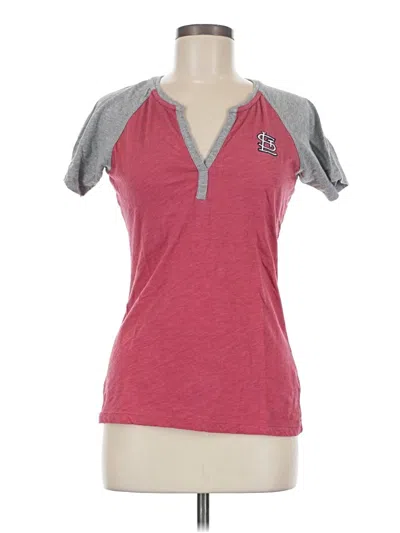 Pre-owned Antigua Short Sleeve Henley Shirt In Pink
