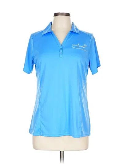 Pre-owned Antigua Short Sleeve Polo Shirt In Blue