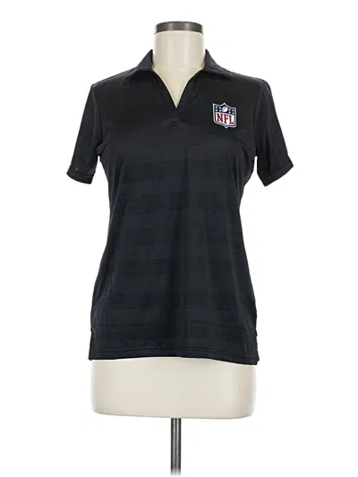 Pre-owned Antigua Short Sleeve Top Black Collared Neckline Tops