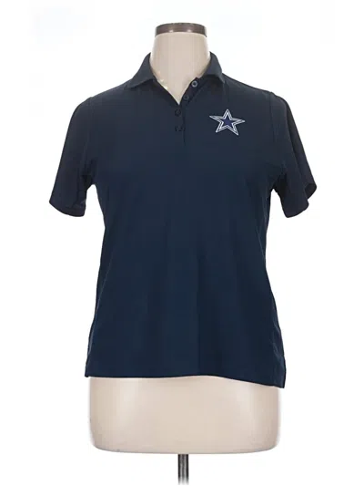 Pre-owned Antigua Short Sleeve Top Blue Collared Neckline Tops