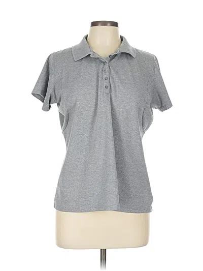 Pre-owned Antigua Short Sleeve Top Gray Collared Neckline Tops