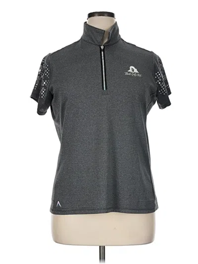 Pre-owned Antigua Short Sleeve Top Gray Mock Neckline Tops