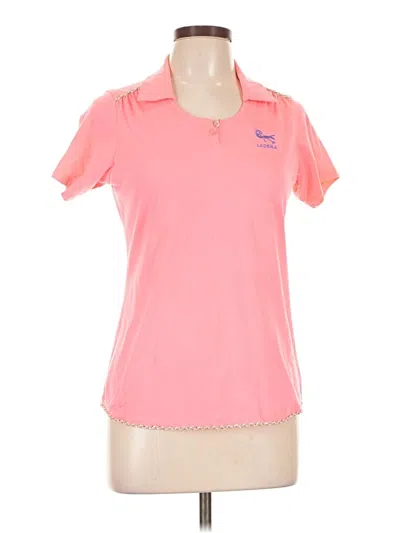 Pre-owned Antigua Short Sleeve Top Pink Collared Neckline Tops