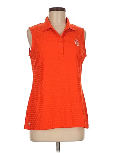 Pre-owned Antigua Sleeveless Polo Shirt In Orange