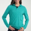 Antigua Spring 2025 Womens Hooded Long Sleeve Active Quarter-zip Pullover Sweater In Green